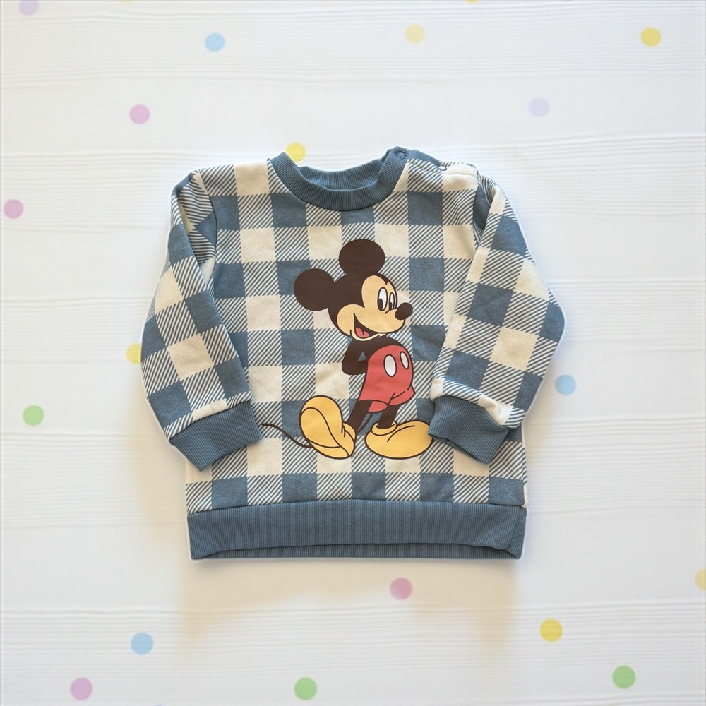Disney Junior Mickey‎ Mouse Blue Plaid Toddler Pullover Sweatshirt 18M